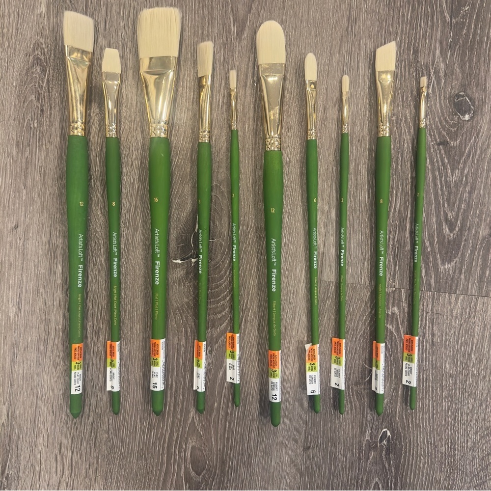 10 Artist’s Loft Firenze Paintbrushes- Level 3 Professional Grade Acrylic Paint